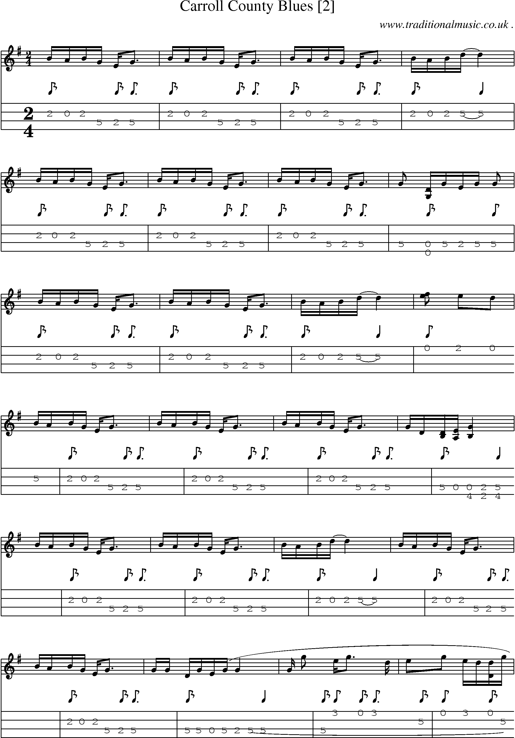 Music Score and Mandolin Tabs for Carroll County Blues [2]